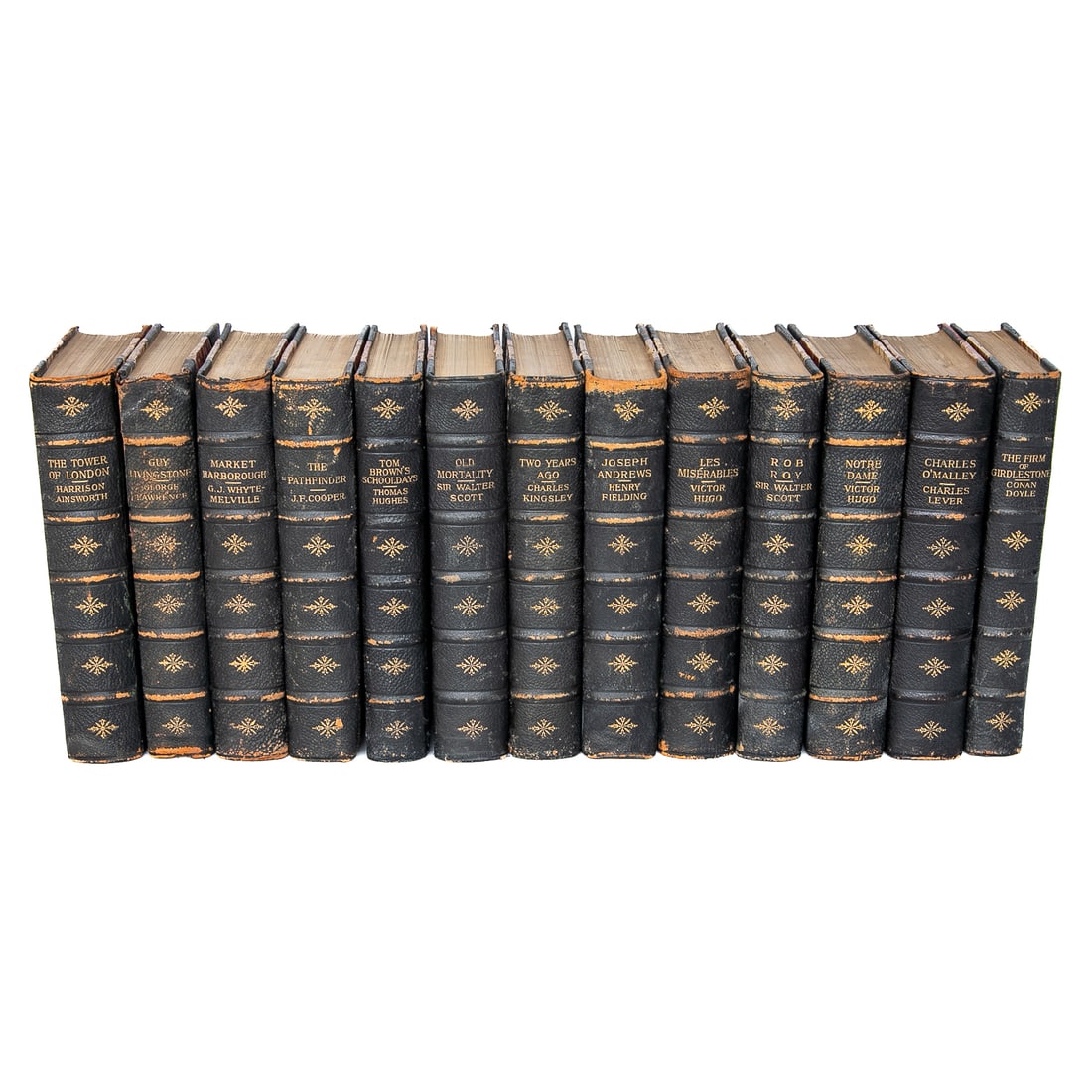 Late 19th C. Collection of The 100 Best Novels Leather Bound Books, Thirteen Total Volumes (1 of 11)