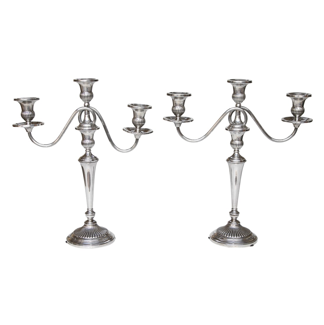 Sterling Silver Three Branch Candelabra, Pair (1 of 6)