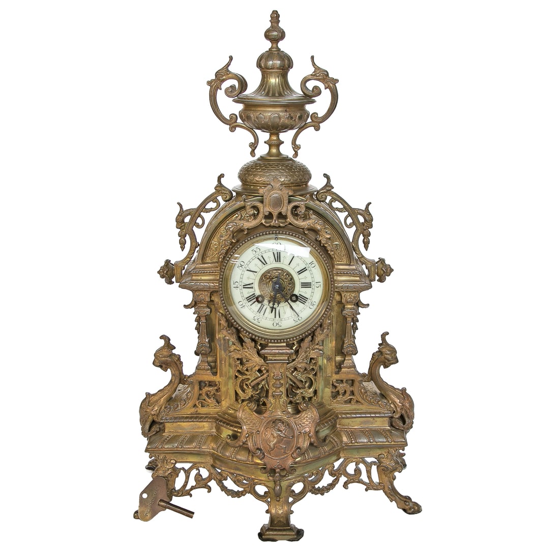 Early 20th C. French Bronze Louis XV Style Mantle Clock (1 of 9)