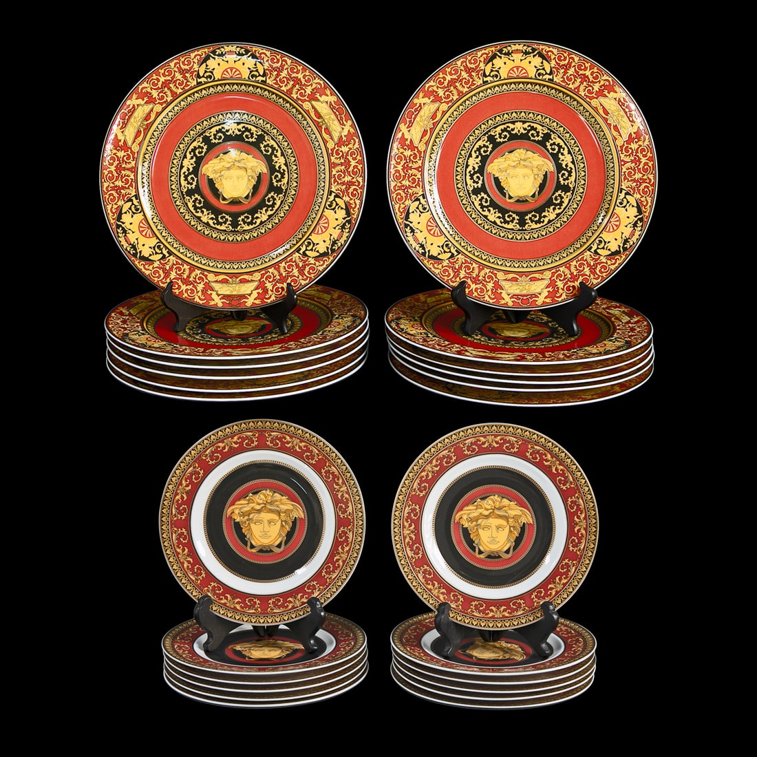 Group of Rosenthal Versace Red Medusa Pattern China, Twenty Four Total Pieces (1 of 11)