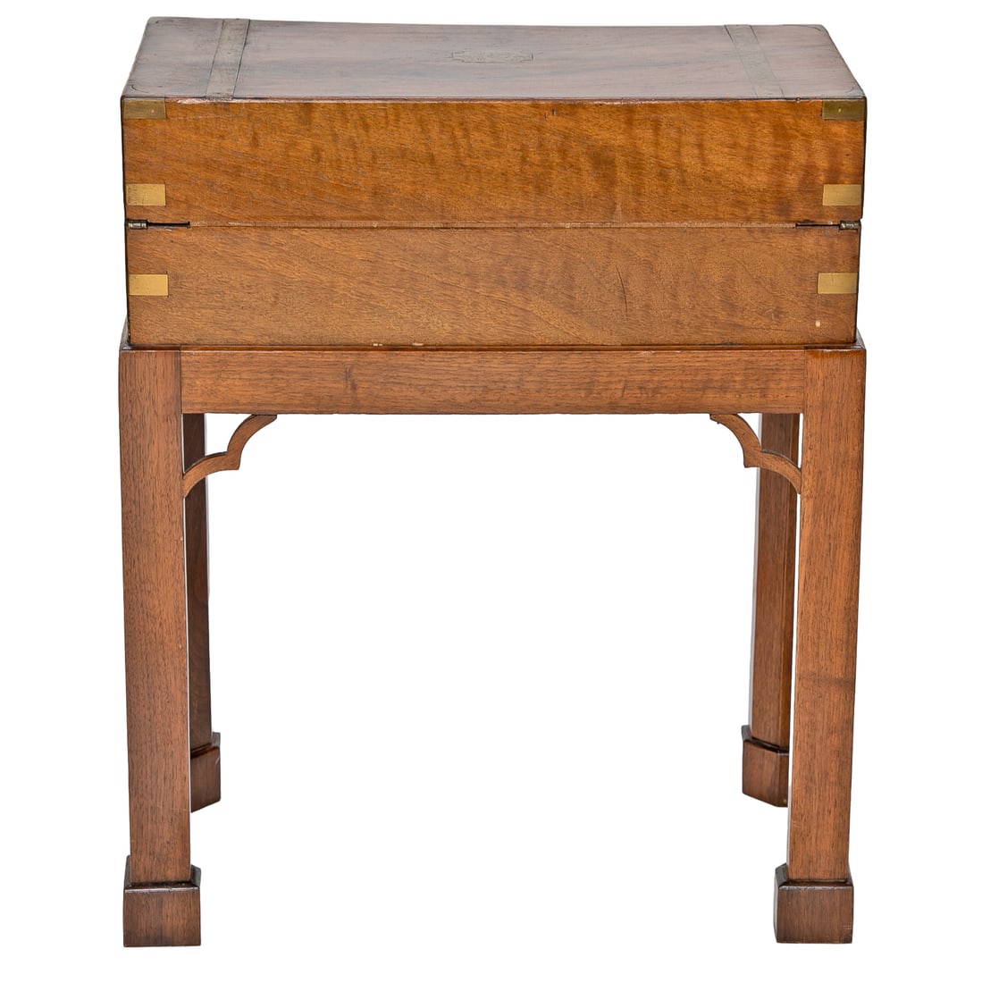 Late 19th C. English Walnut Brass Bound Lap Desk on Custom Stand - 5