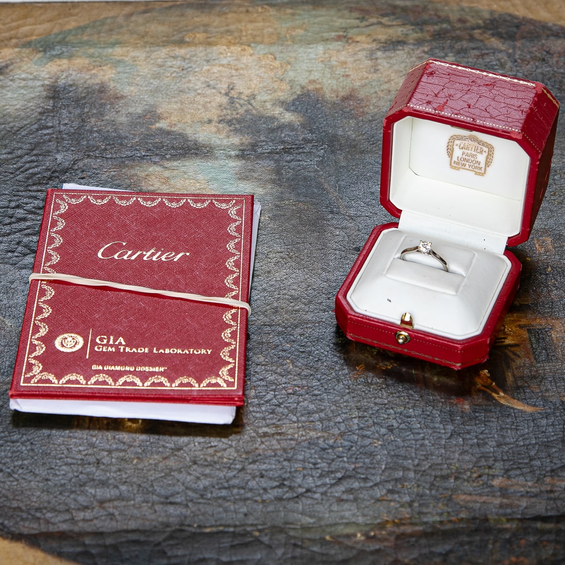 Platinum Cartier Diamond Engagement Ring, Size 7.5: Platinum Cartier Diamond Engagement Ring, Size 7.5, Consisting of One Natural Round Diamond Weighing .55 Carats. Diamond is I in Color and VS1 in Clarity. Ring Has Cartier/Gia Certificate.