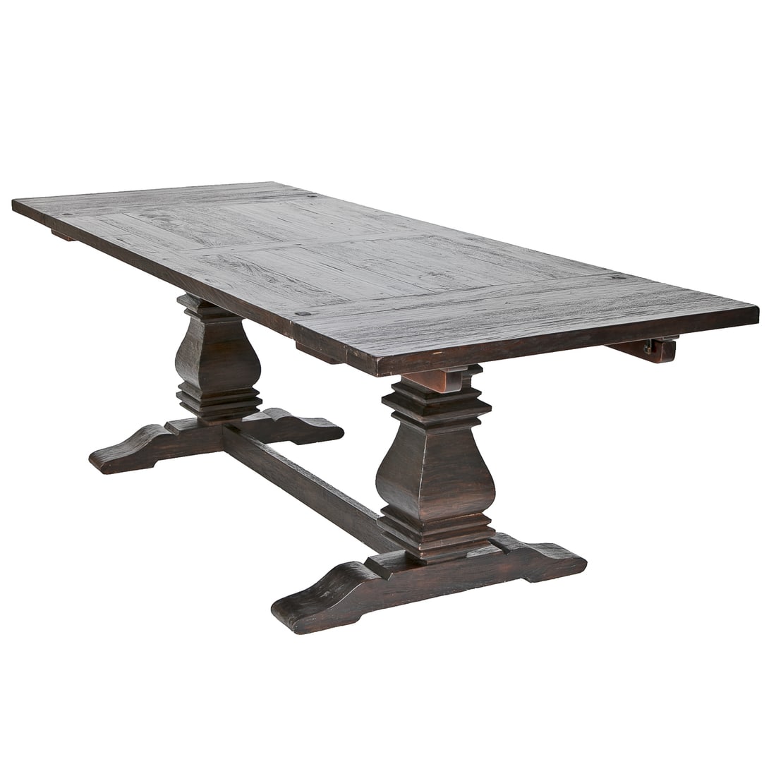 Weathered and Distressed Pepper Wood Trestle Dining Table (1 of 10)