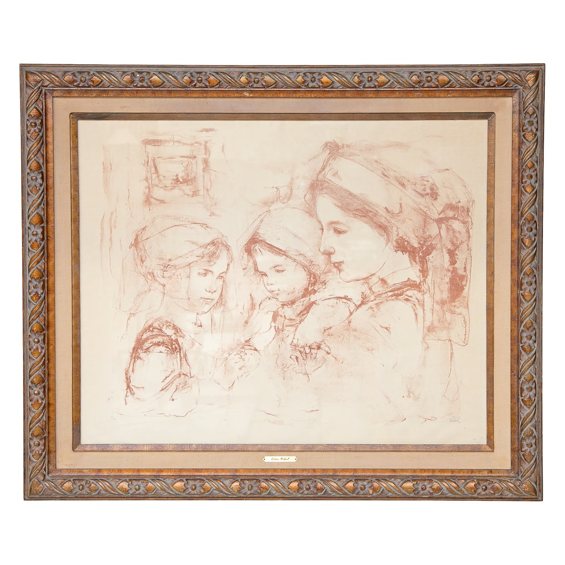 Vintage Edna Hibel Pencil Drawing Lithograph (1 of 6)