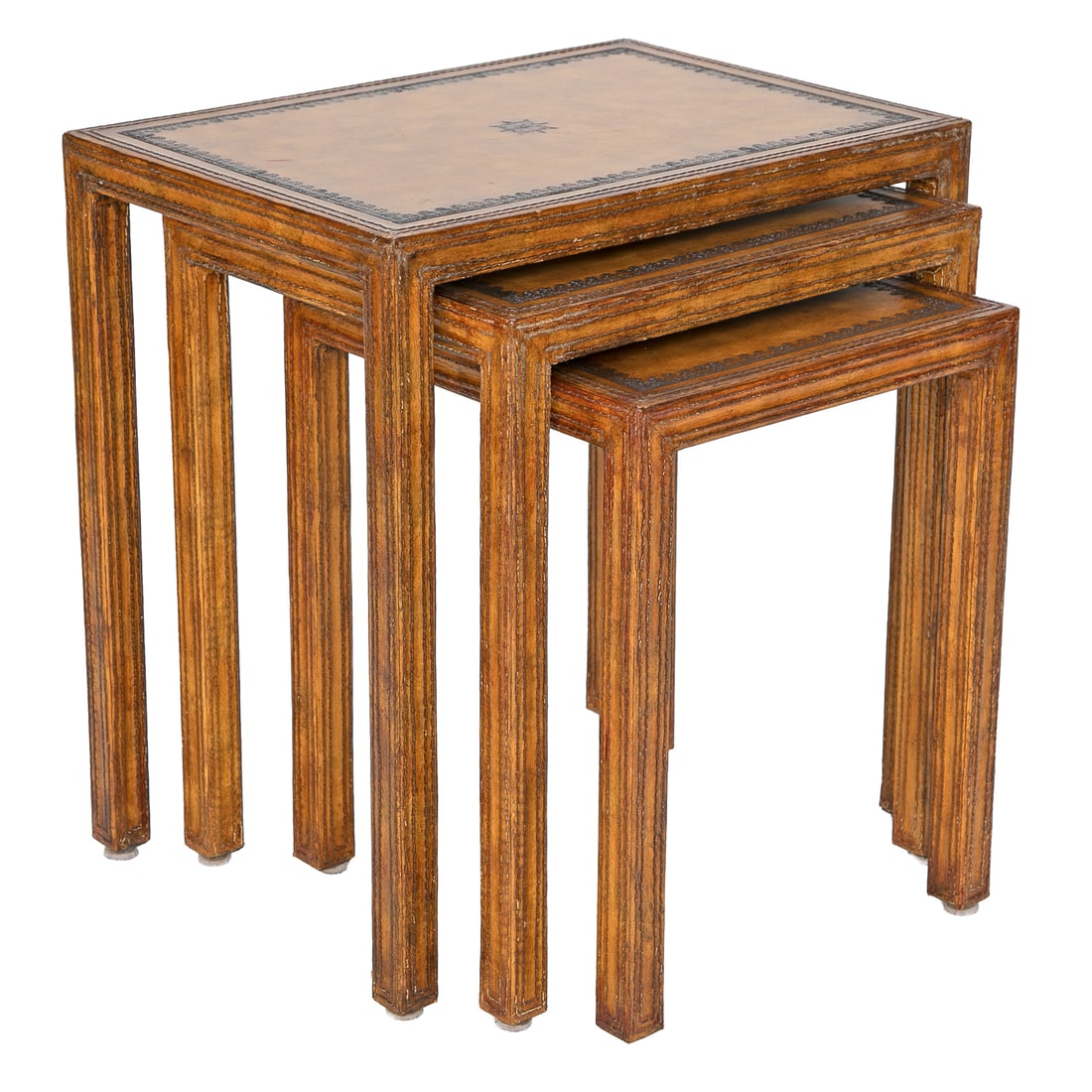 Vintage Maitland-Smith Leather Nesting Tables, Group of Three (1 of 10)