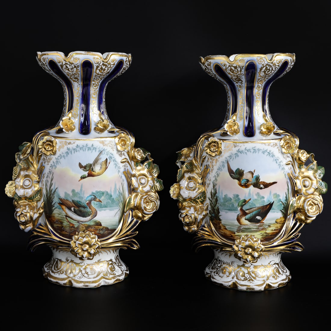 Late 19th C. Old Paris Porcelain Mantle Vases, Pair (1 of 8)