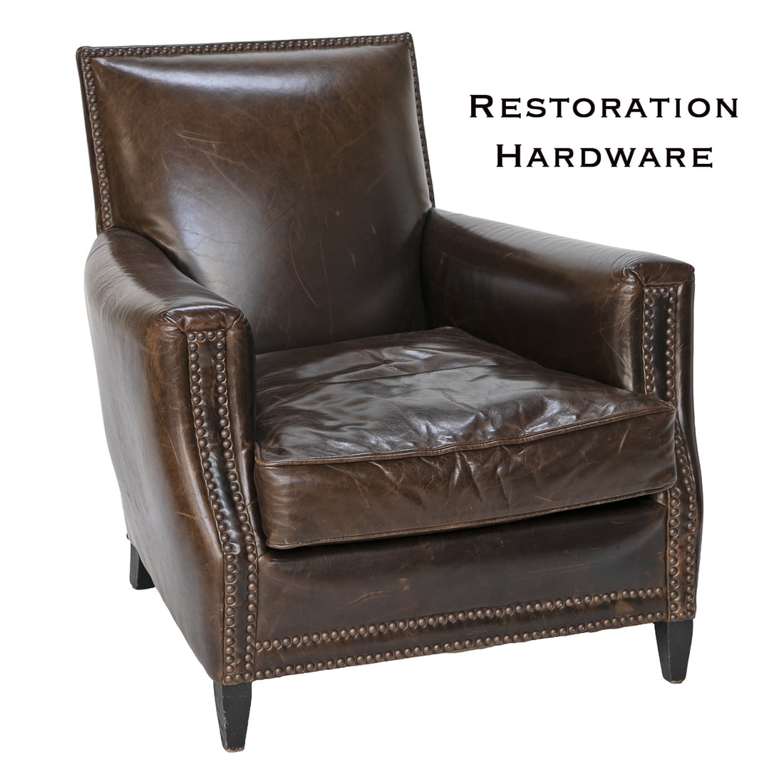 Restoration Hardware Leather Marcel Club Chair (1 of 8)