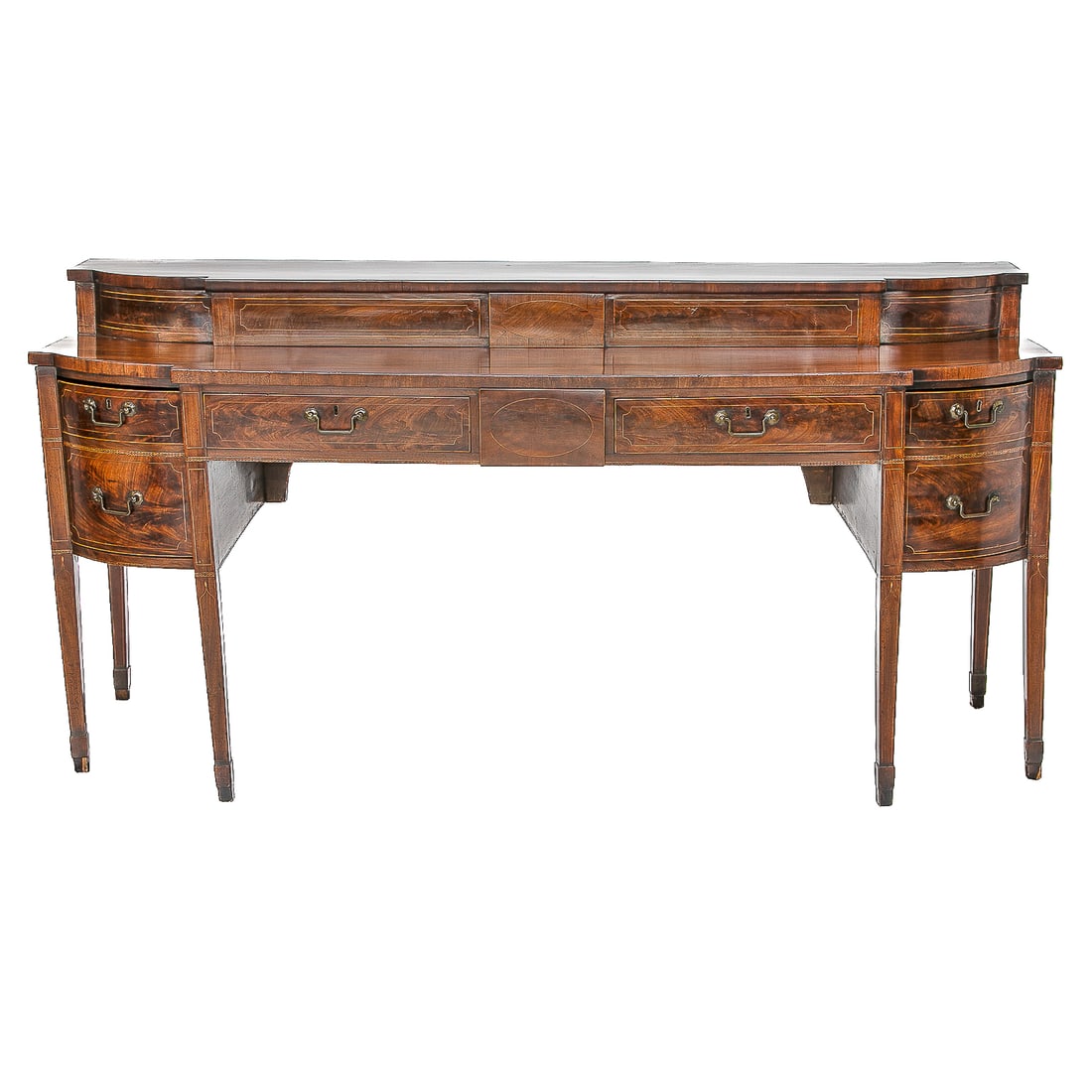 Late 19th C. English Mahogany Shaped Front Step Back Sideboard (1 of 10)