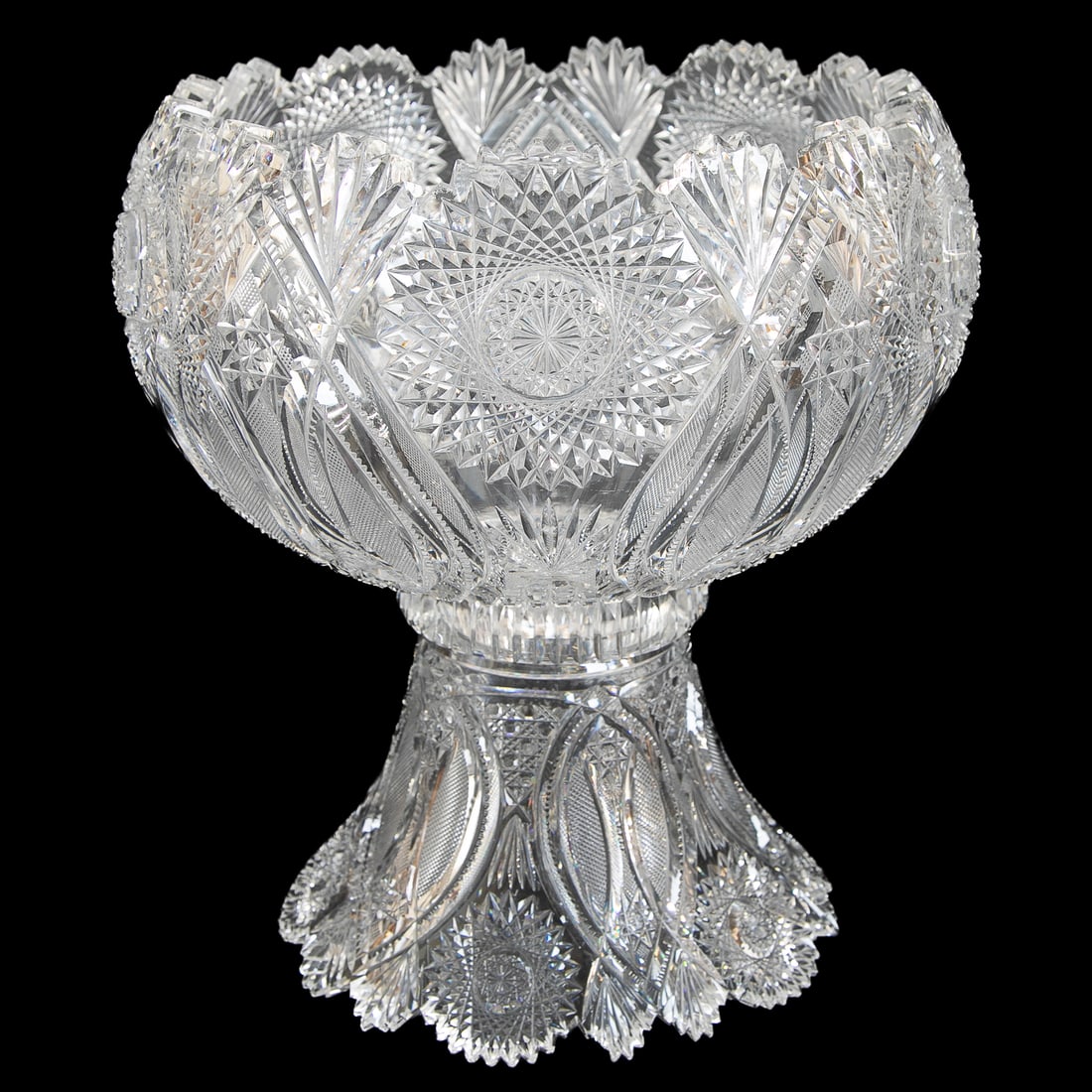 American Cut Glass Two Part Pedestal Punch Bowl (1 of 9)