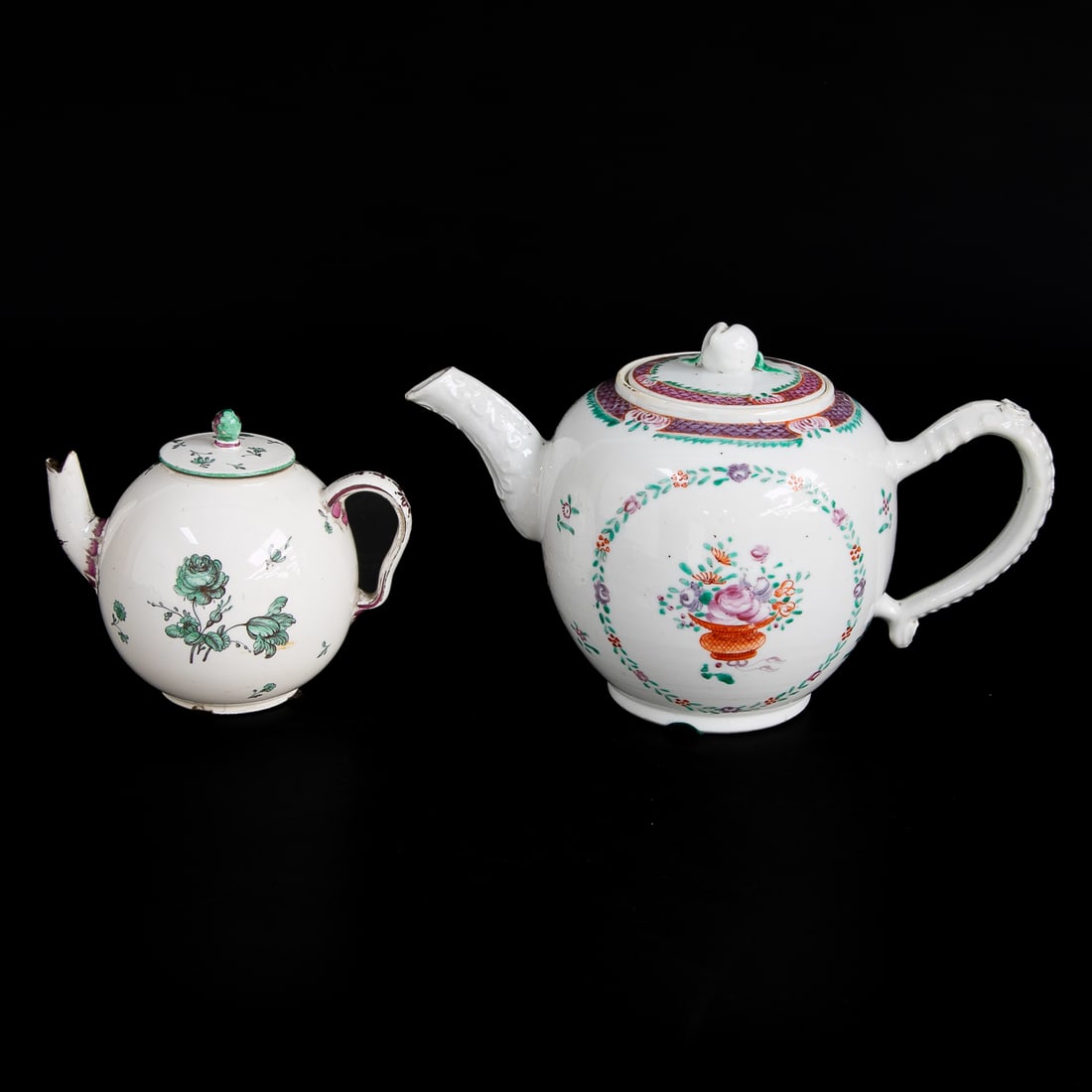 19th C. Porcelain Globular Tea Pots, Two Total (1 of 10)
