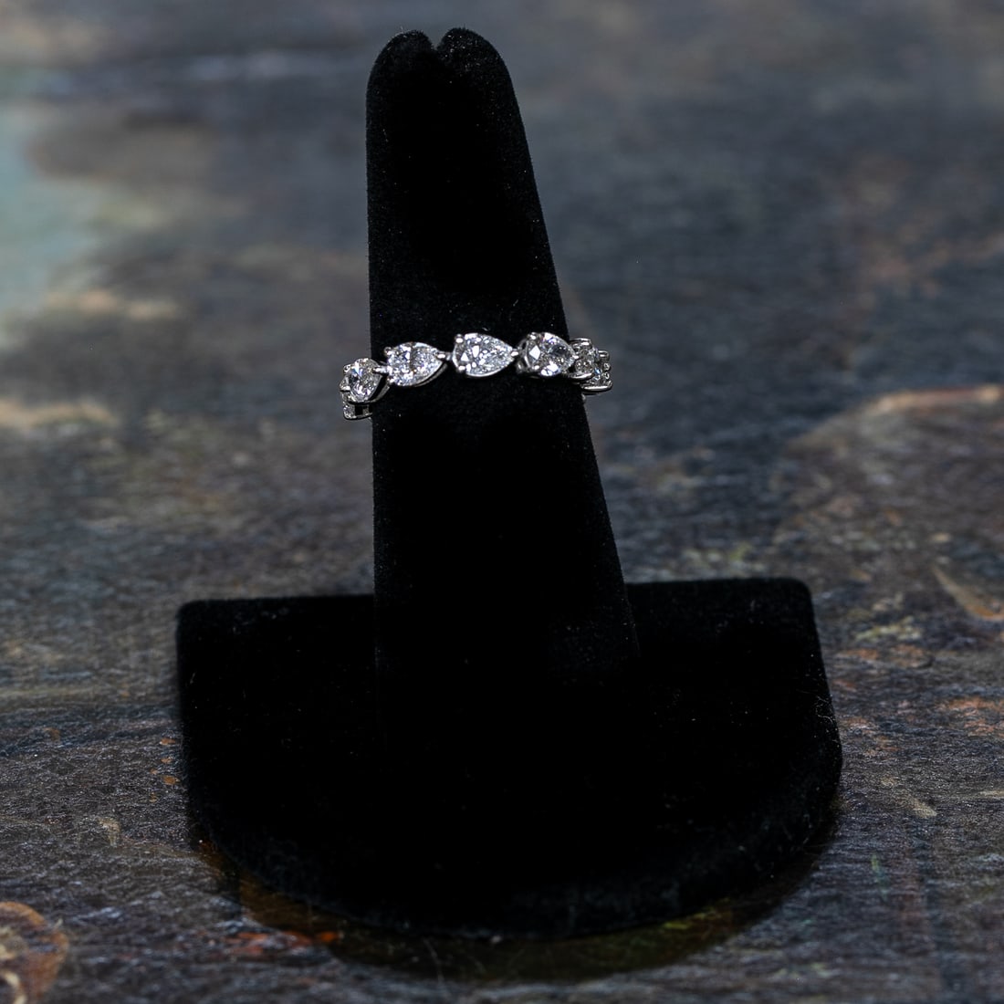 Platinum Diamond Eternity Ring, Size 6.5: Platinum Diamond Eternity Ring, Size 6.5, Consisting of Eleven (11) Natural Pear-Shaped Diamonds Weighing a Total of 3.02 Carats. Diamonds are F in Color and VS in Clarity. Ring Weighs 3.3 Grams.