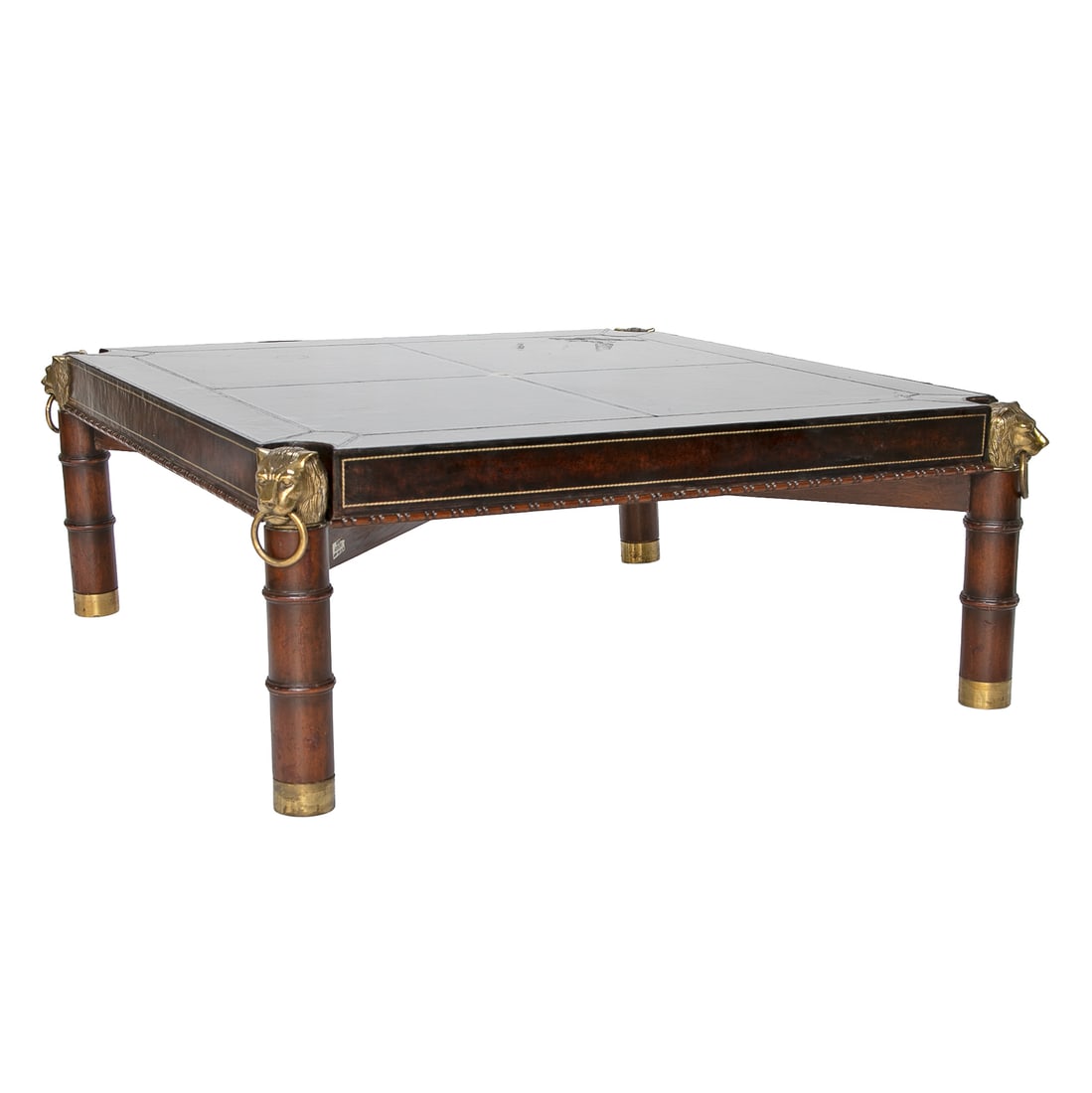 Vintage Square Merlot Color Leather Coffee Table (1 of 8)