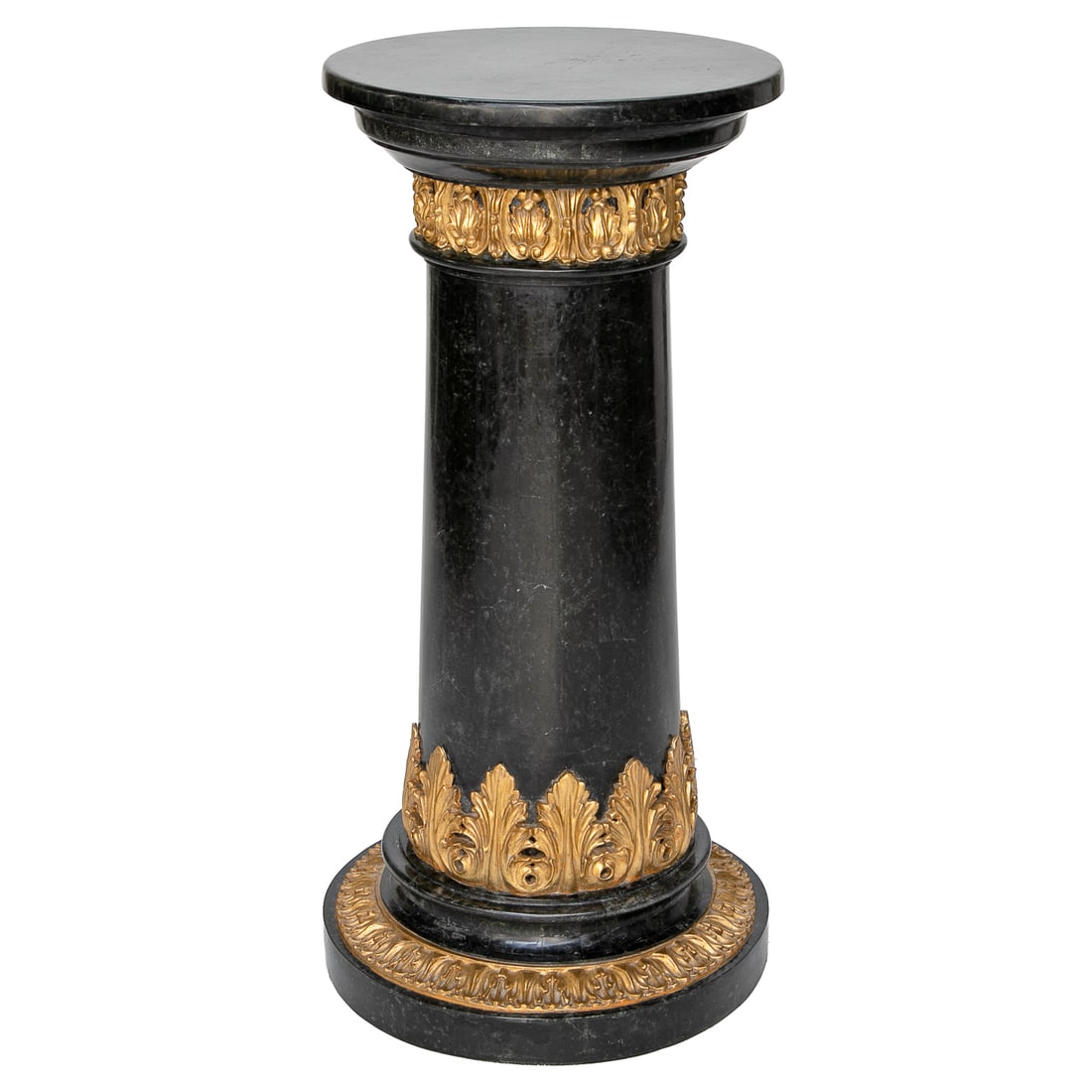Vintage Ebony Marble Veneer and Gold Leaf Circular Pedestal (1 of 7)