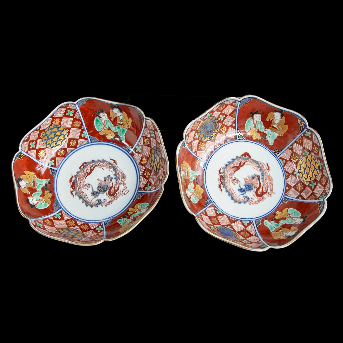 Late 19th/Early 20th C. Japanese Porcelain Bowls, Pair (1 of 6)