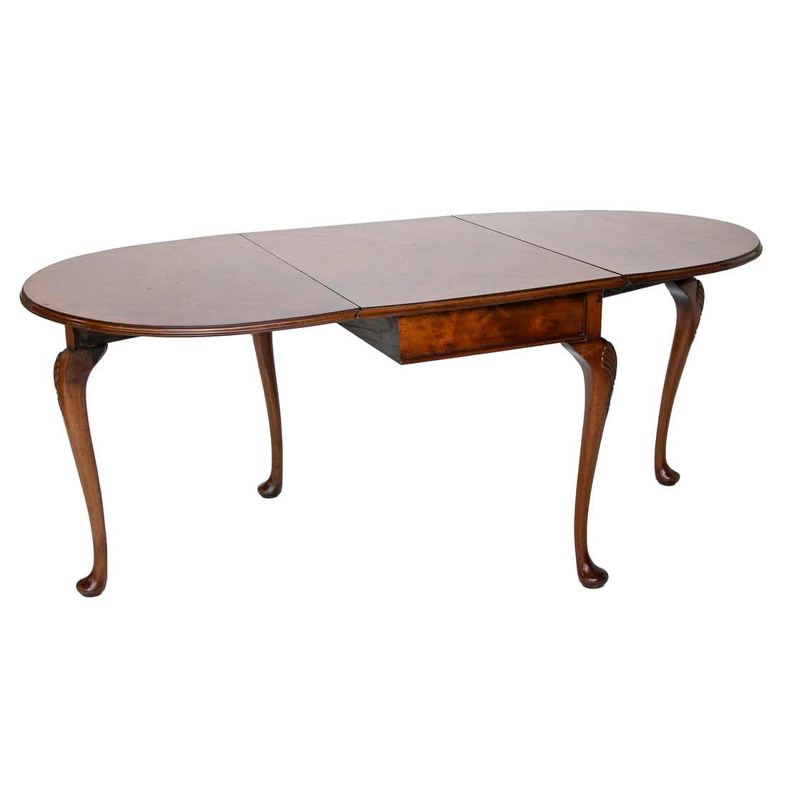 Custom English Reproduction Walnut and Burl Walnut Queen Anne Style Drop Leaf Side Table (1 of 10)