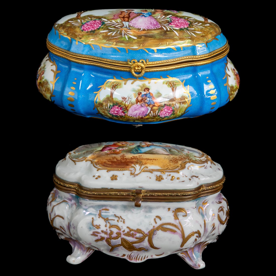 French Porcelain Sevres Style Trinket Boxes, Two Total (1 of 17)