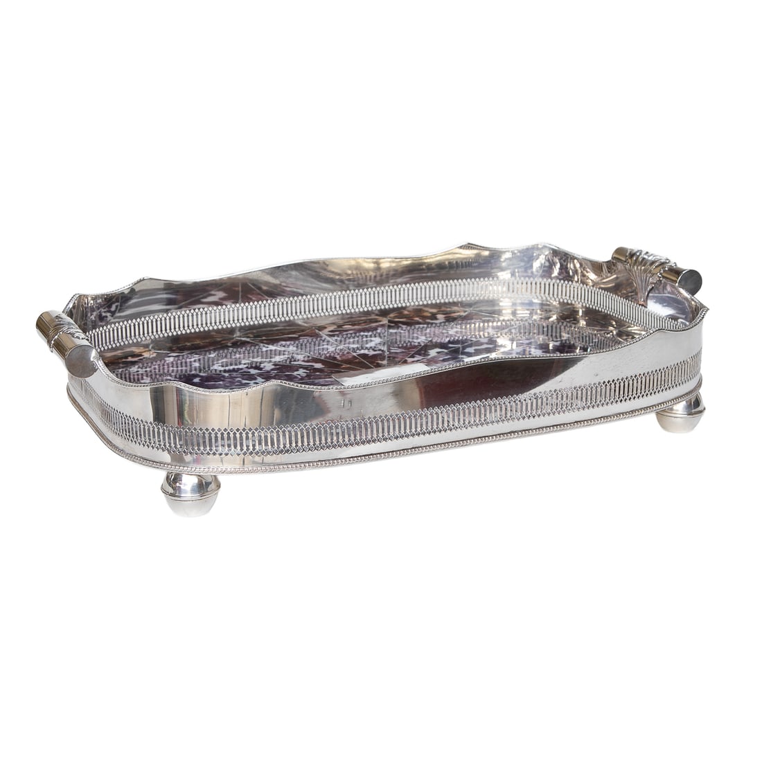 Vintage Faux Tortoise Shell and Silver Plated Serving Tray (1 of 7)