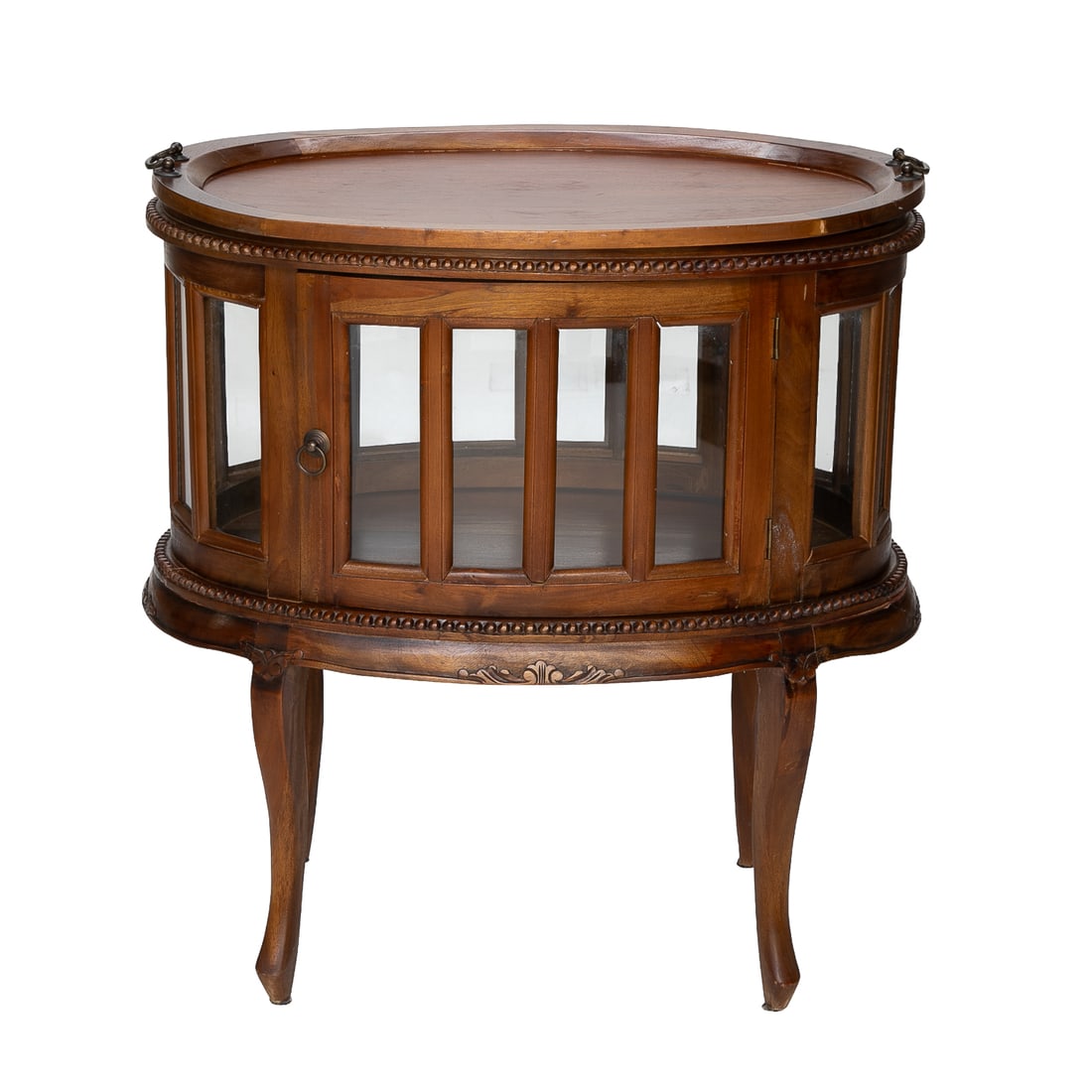 Vintage Mahogany Oval Tray Top Glass Side Display/Bar Cabinet (1 of 5)