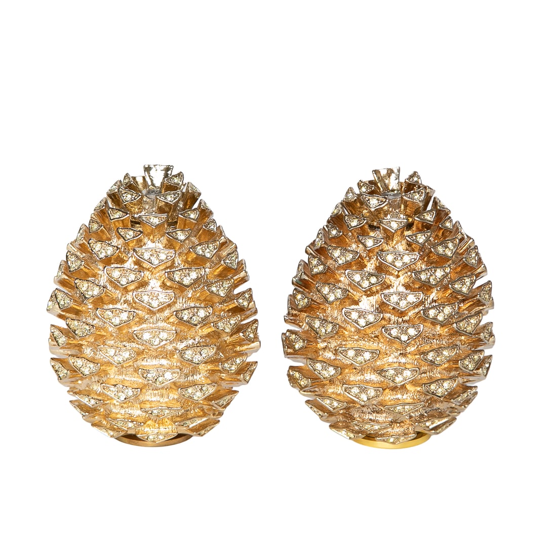 Vintage Discontinued L'Objet Gold Electroplate Pinecone Form Jeweled Salt and Pepper Shakers, Pair (1 of 6)