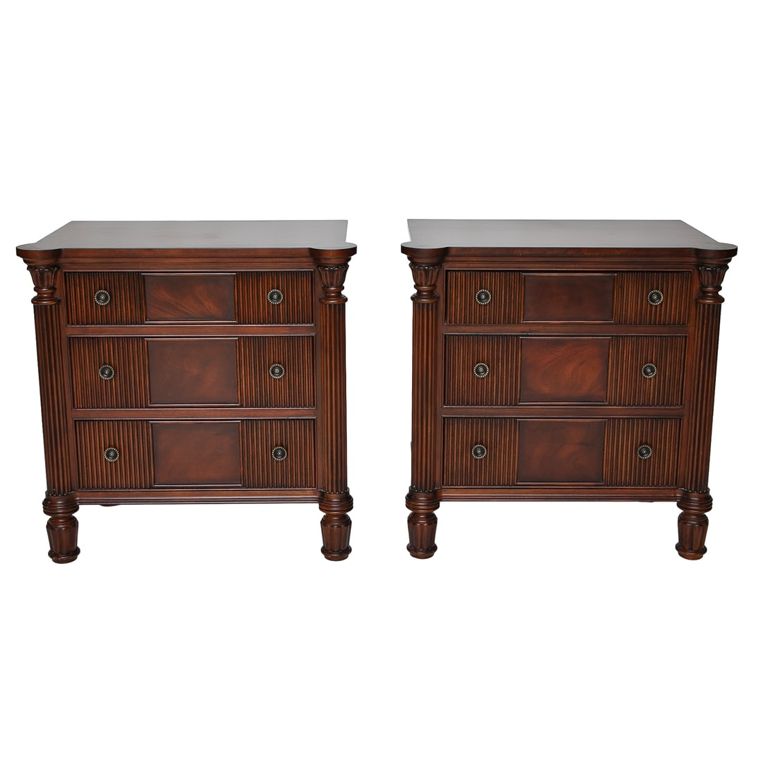 Vintage Mahogany Three Drawer Night Stands, Pair (1 of 10)