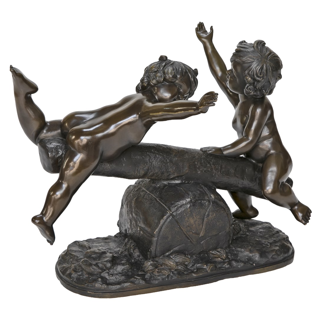 Vintage Bronze Sculpture Depicting Putti On See Saw (1 of 6)