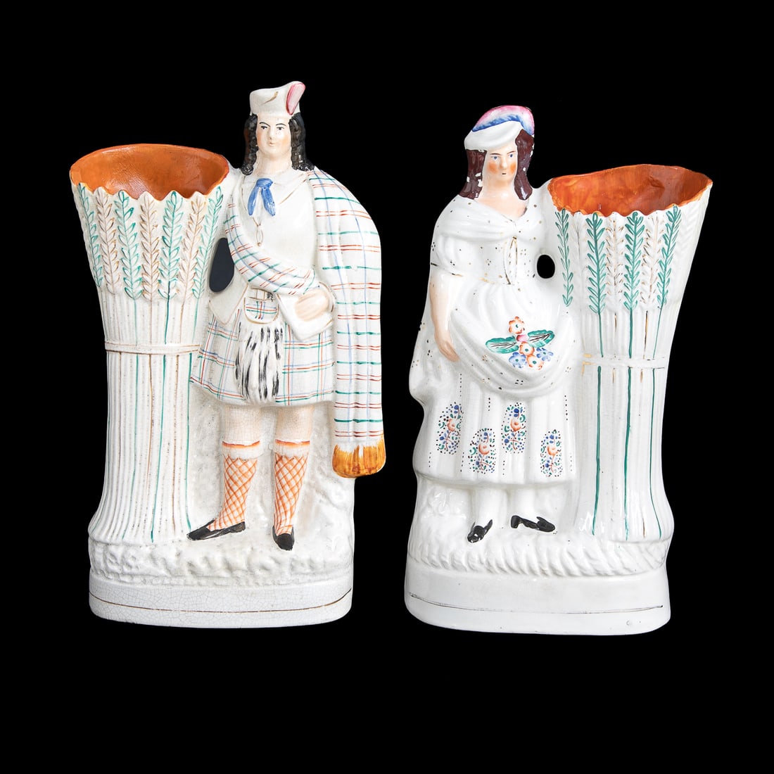 Late 19th C. English Staffordshire Spill Vases, Pair (1 of 8)