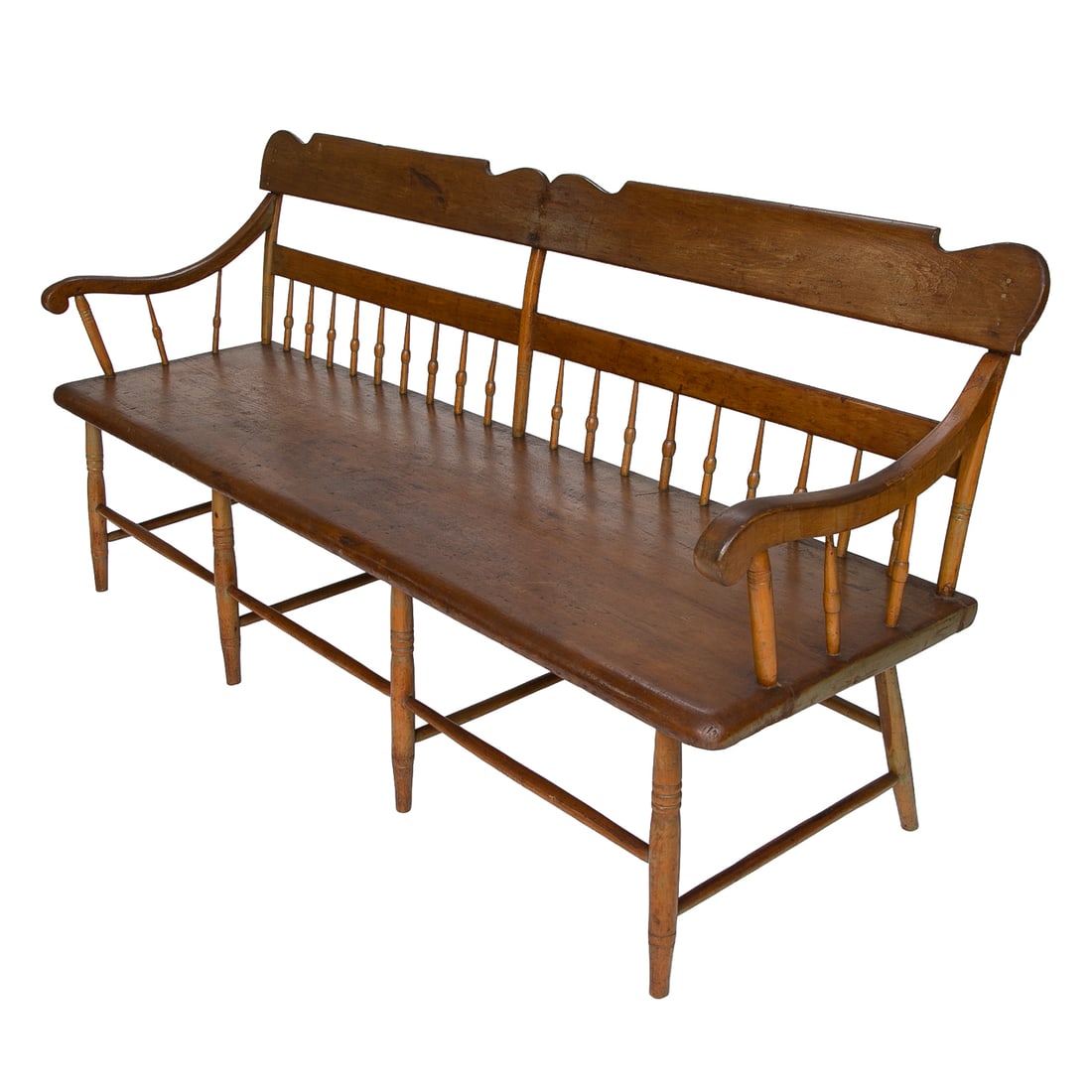 Antique Poplar Bench - 6