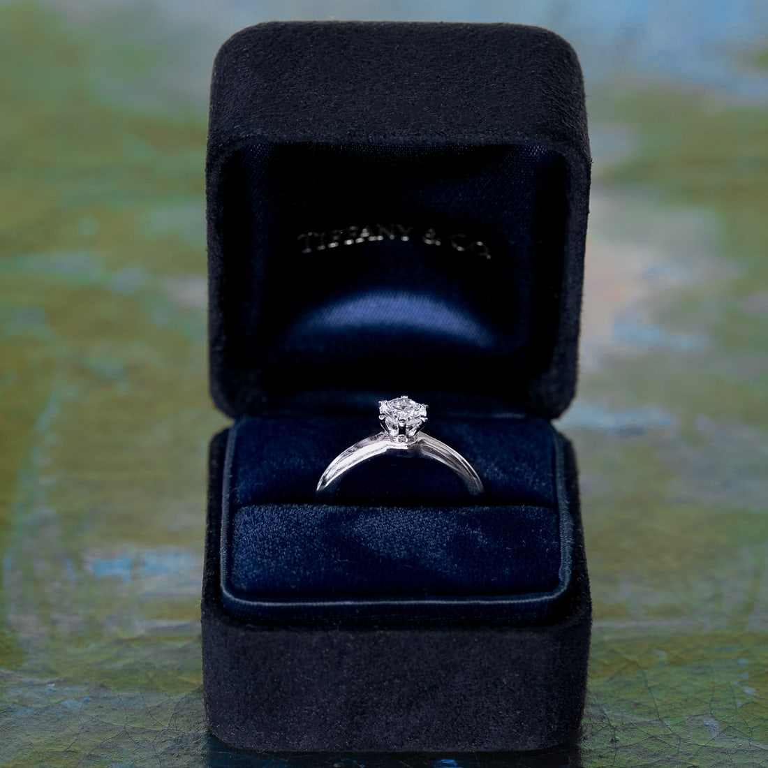 Tiffany & Company Platinum Natural Diamond Engagement Ring, Size 6: Tiffany & Company Platinum Natural Diamond Engagement Ring, Size 6, Consisting of One Round Brilliant-Cut Diamond Weighing .61 Carats. Diamond is G in Color and VVS2 in Clarity and Has a GIA Report