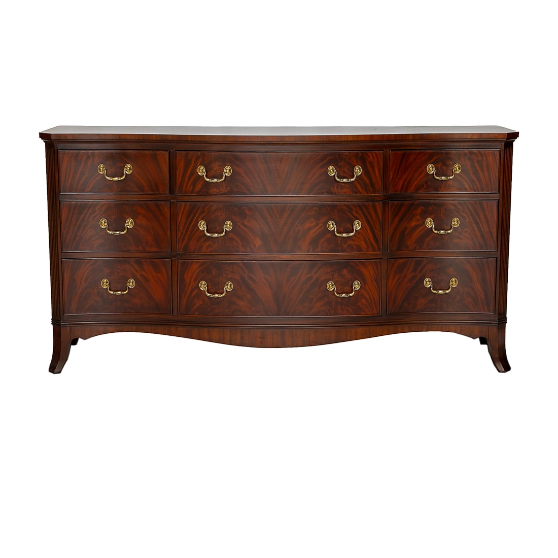 Mid 20th C. Henkel-Harris Flame Mahogany Serpentine Front Dresser (1 of 9)
