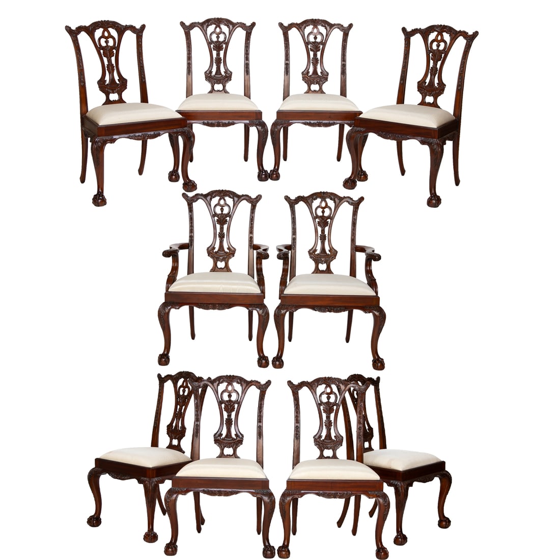 Maitland-Smith Chippendale Style Mahogany Dining Chairs, Ten Total (1 of 9)