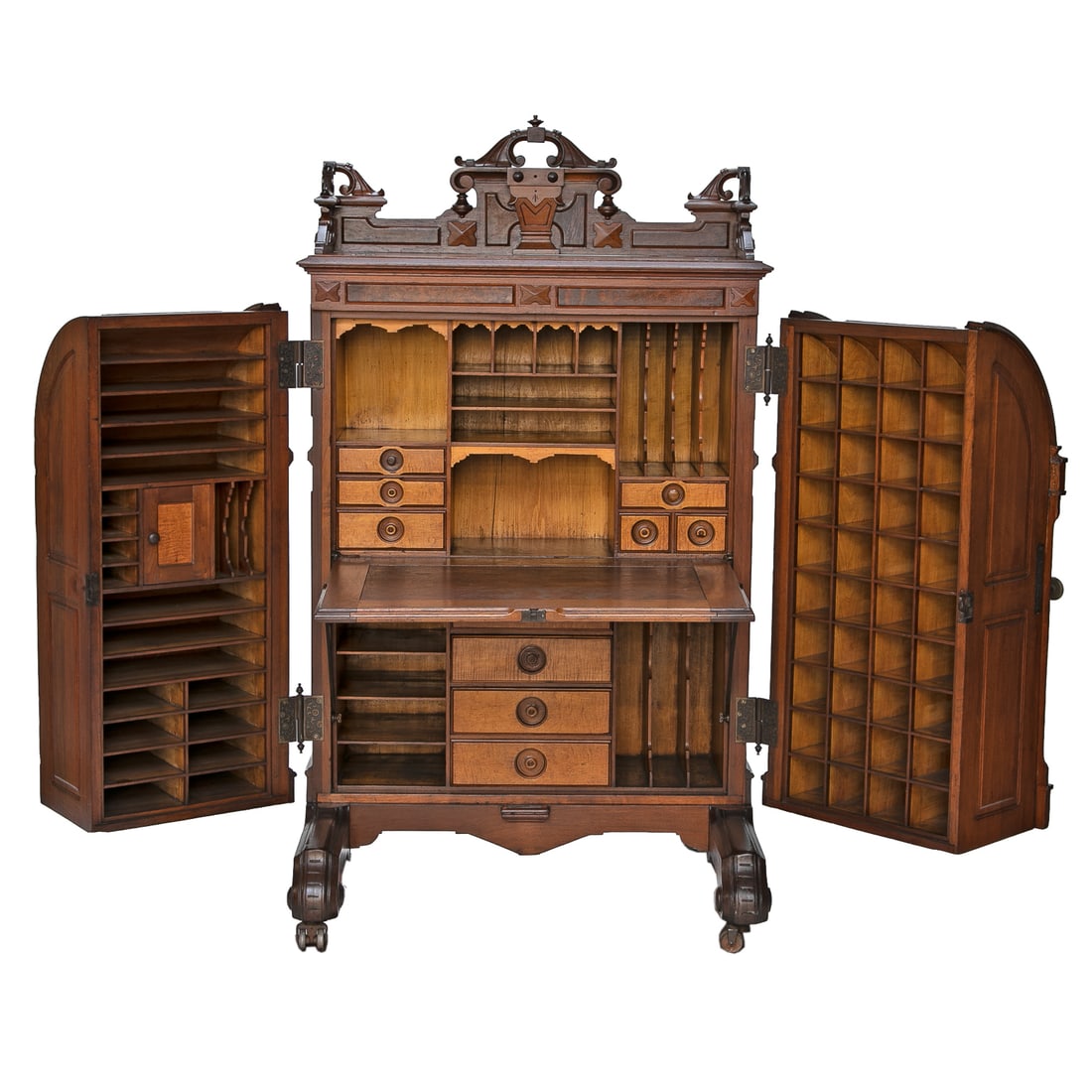 Late 19th. C. Wells Fargo Walnut Wooten Desk (1 of 14)