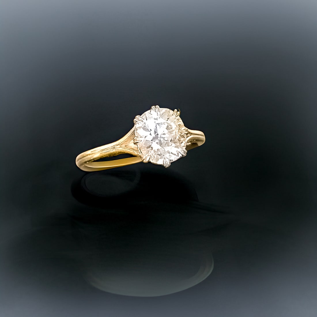 18K Yellow Gold Natural Diamond Engagement Ring, Size 6.5: 18K Yellow Gold Natural Diamond Engagement Ring, Size 6.5, Consisting of One Natural Cushion-Cut Diamond Weighing 1.90 Carats. Diamond is I in Color and I1 in Clarity, Ring Also Contains Four (4) Roun