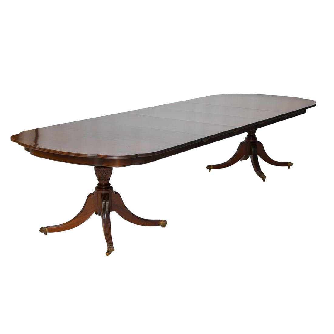 English Regency Style Mahogany Two Pedestal Three Leaf Dining Table (1 of 9)