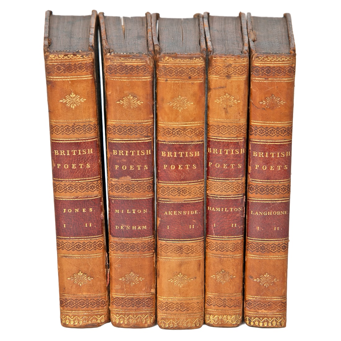 The Works of British Poets Leather Bound Books, Five Volumes (1 of 6)