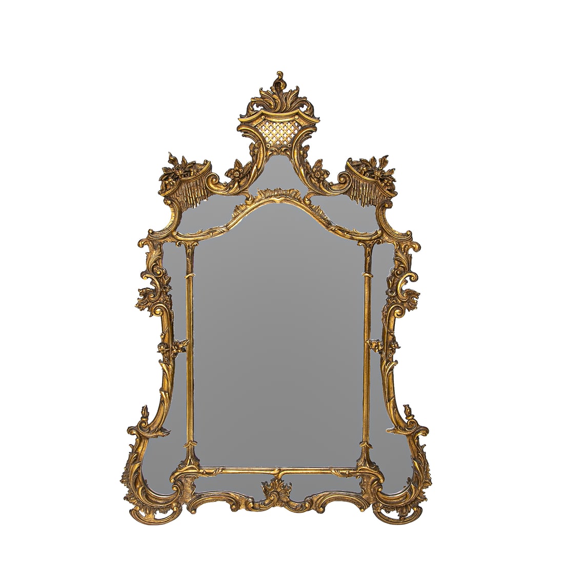 Late 19th C. Carved Gilt Wood Chippendale Style Wall Mirror (1 of 6)