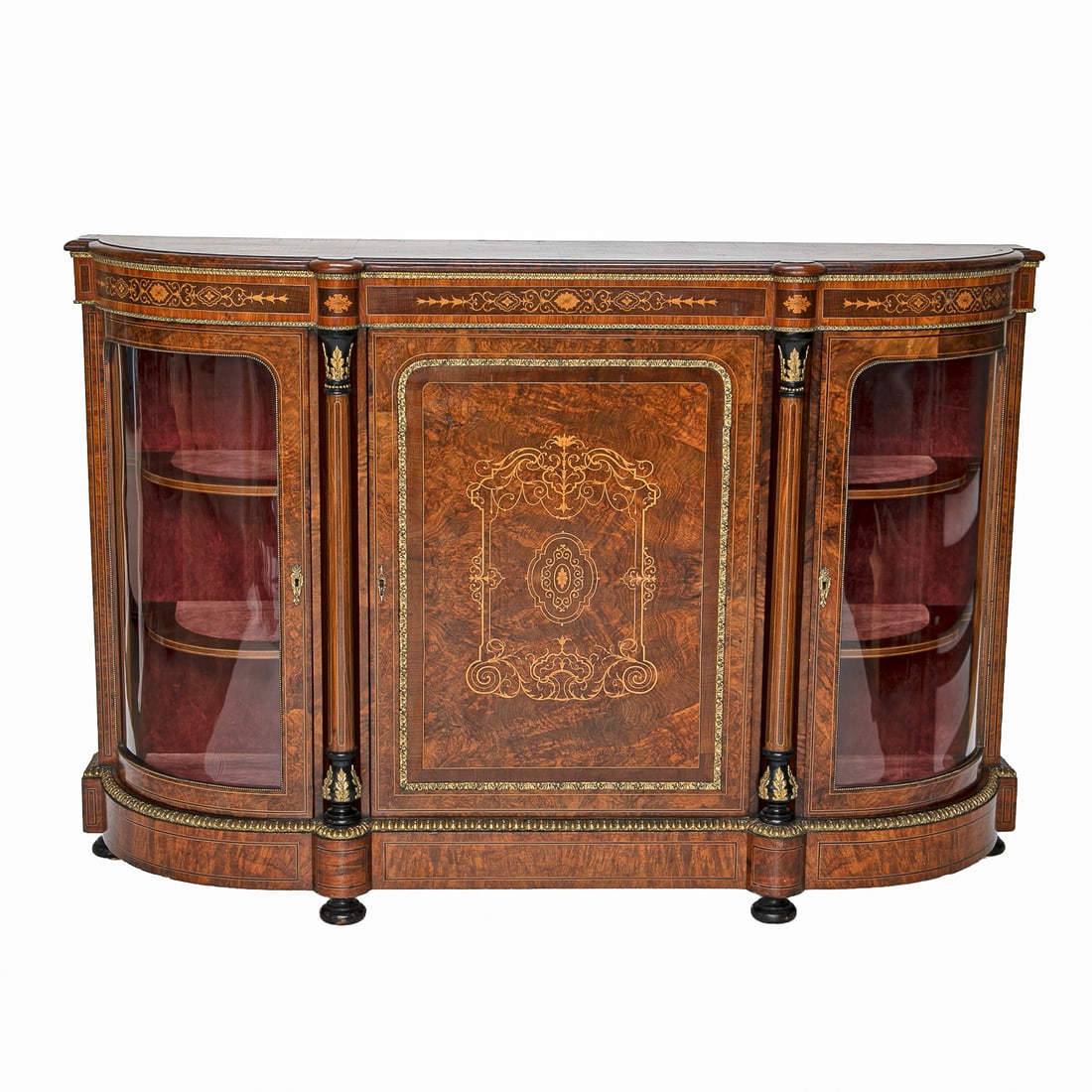 Late 19th/Early 20th C. French Napoleon III Style Multi Wood Inlaid Credenza (1 of 10)