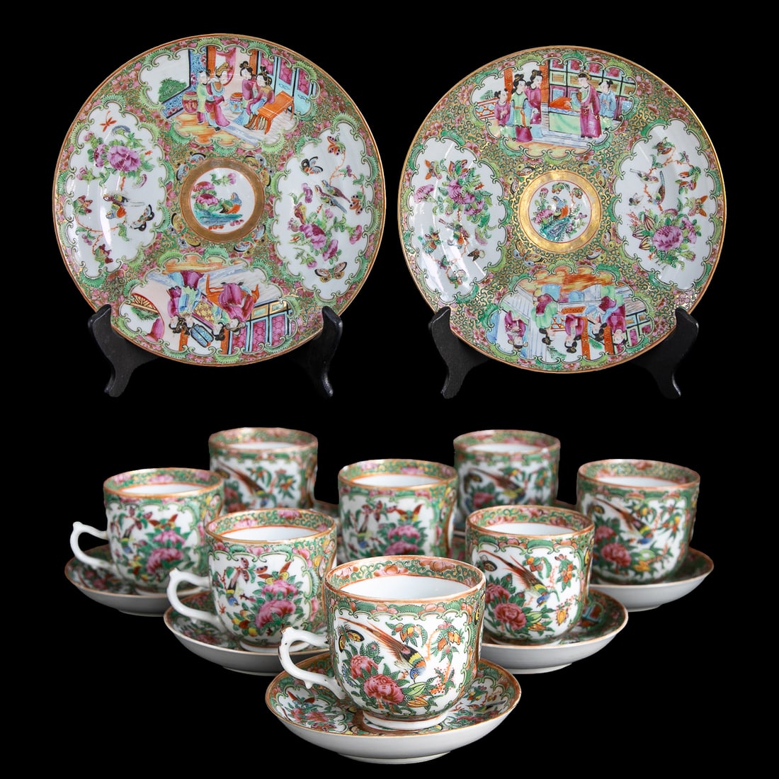 Late 19th C. Chinese Export Rose Medallion Porcelain Tea Set, Ten Total Pieces (1 of 10)