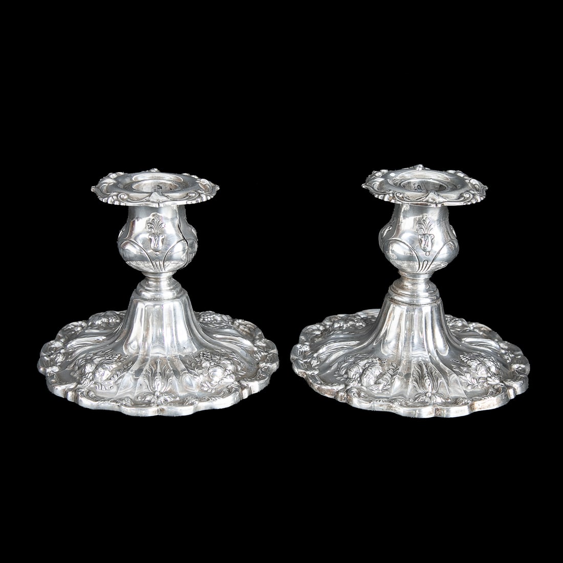 Reed and Barton Sterling Silver Francis I Short Candlesticks, Pair (1 of 5)