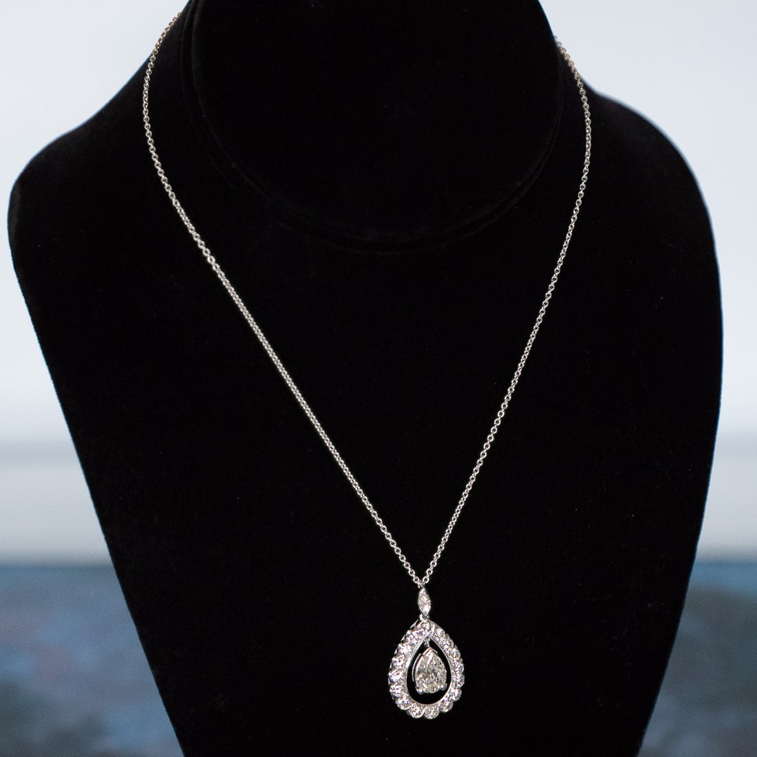 16 Inch 14K White Gold Natural Diamond Pendant (1 of 5)