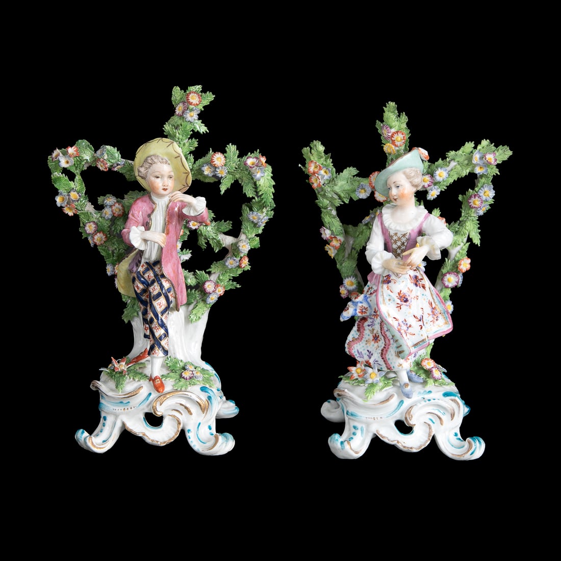 Chelsea Derby English Bocage Porcelain Figures, Companion Pair (1 of 8)