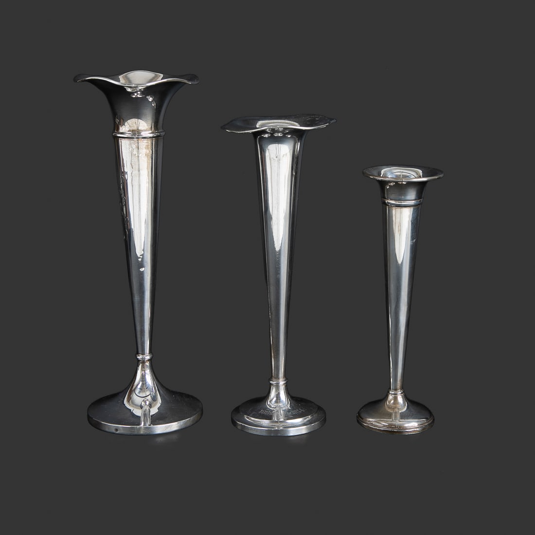 Sterling Silver Trumpet Vases, Three Total (1 of 12)