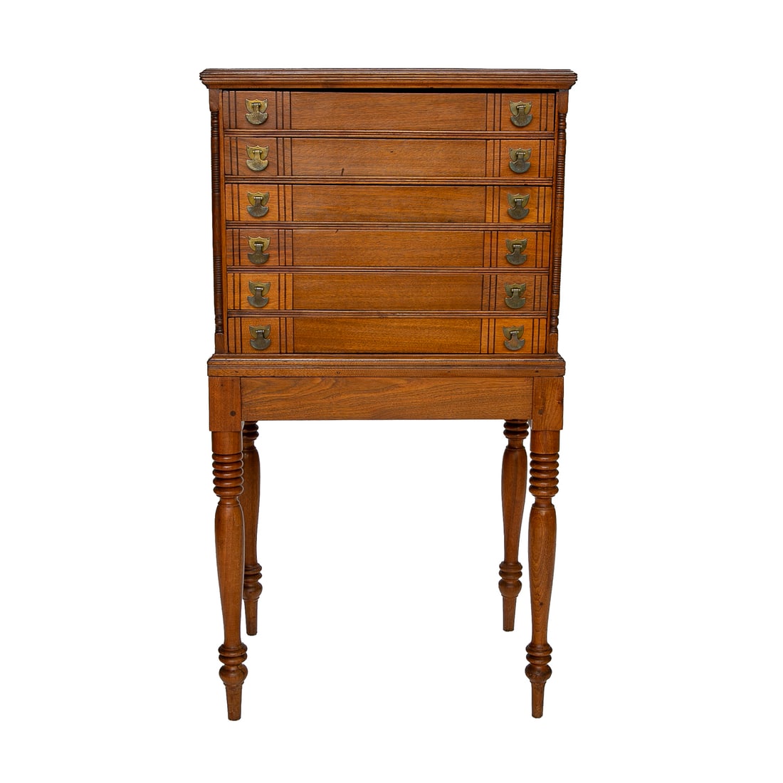 Unique Antique Walnut Spool Chest on Stand (1 of 8)