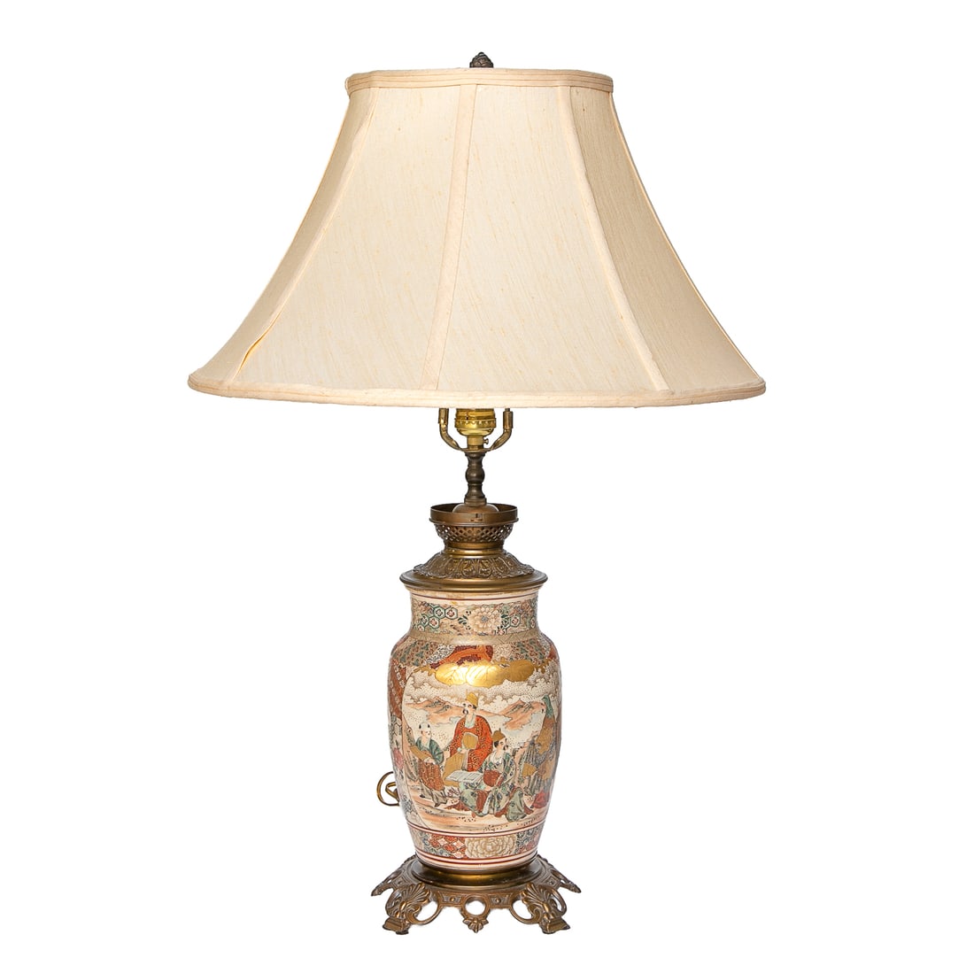 Late 19th C. Japanese Hand Painted Enamel and Gold Gilded Satsuma Vase Converted Into Table Lamp (1 of 6)