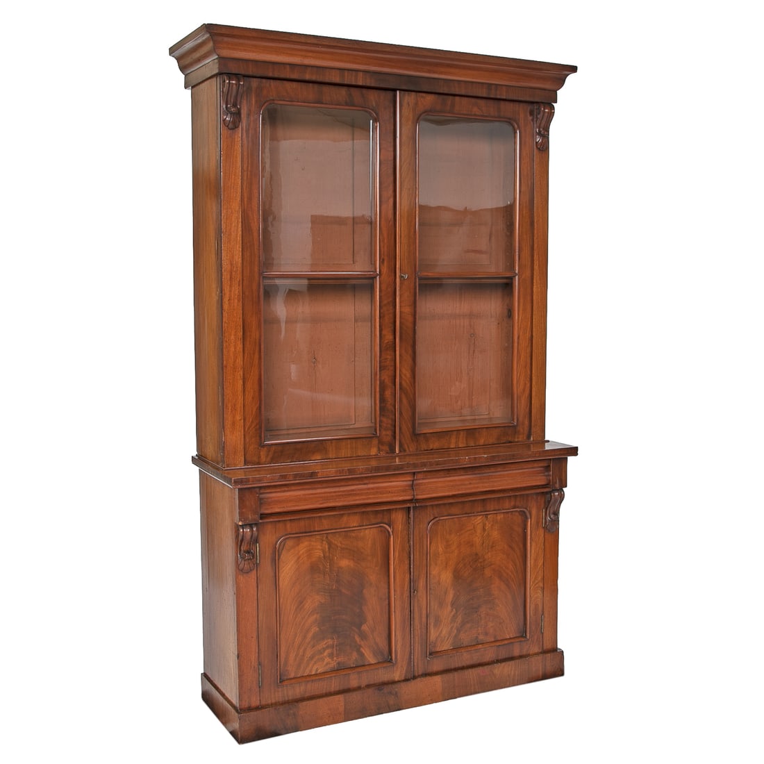 Antique Mahogany Empire Style Bookcase Cabinet (1 of 10)