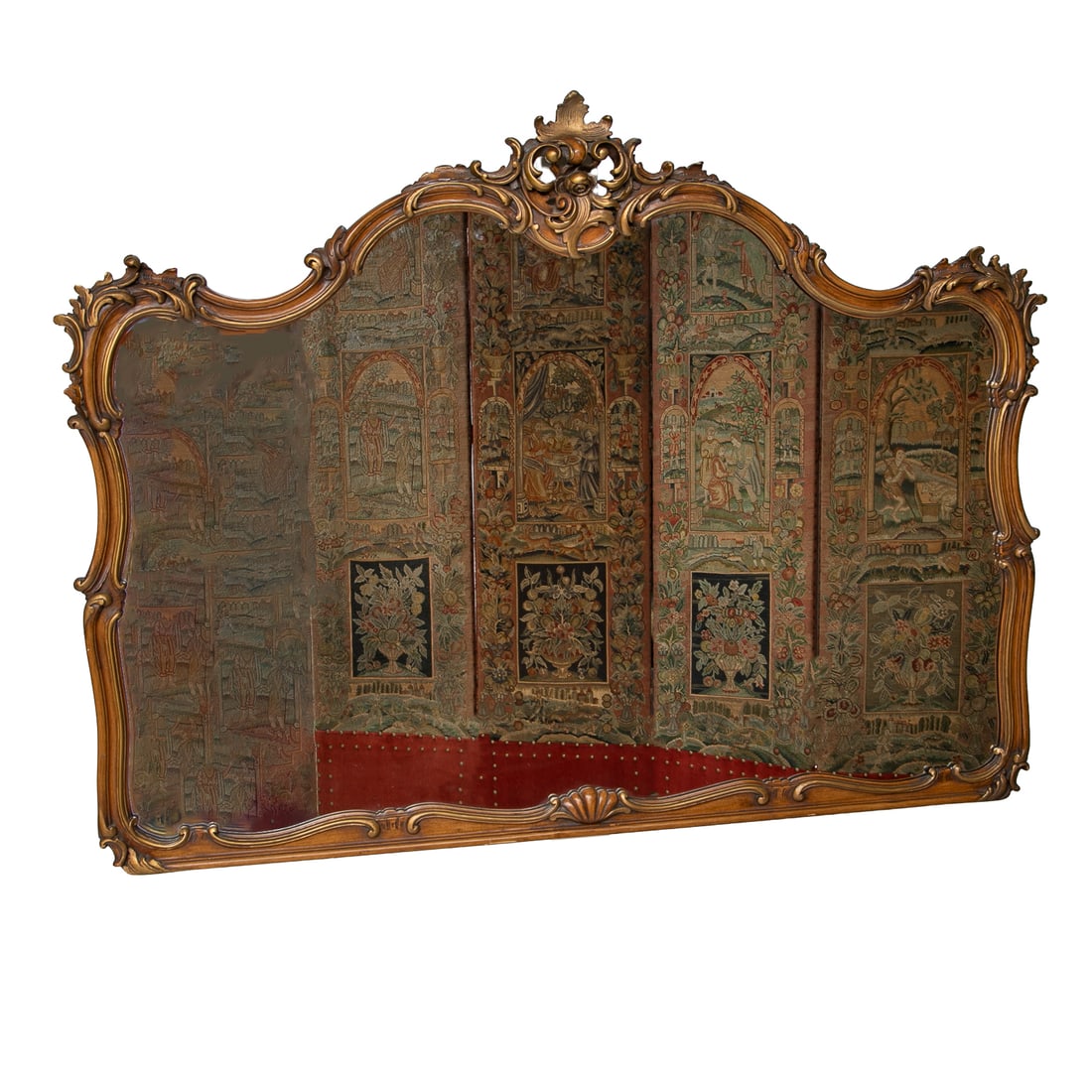 Carved French Walnut and Gold Leaf Louis XV Style Horizontal Wall Mirror (1 of 4)