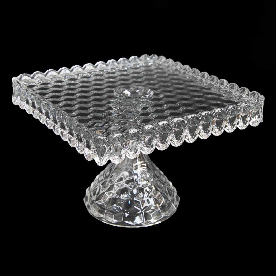 Vintage Fostoria Square Glass Cake Stand (1 of 5)