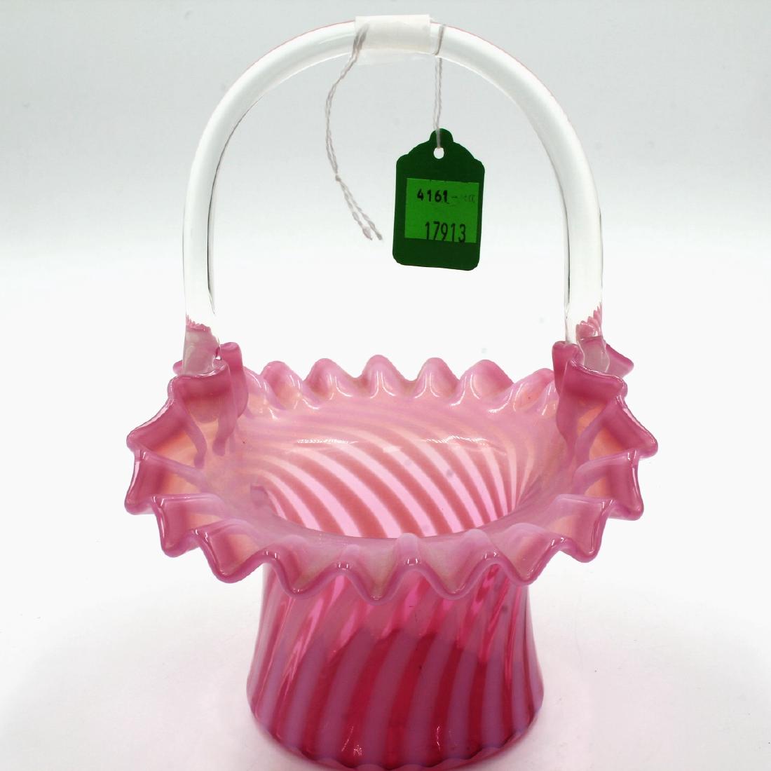 Cranberry Glass Brides Basket or Vase (1 of 2)