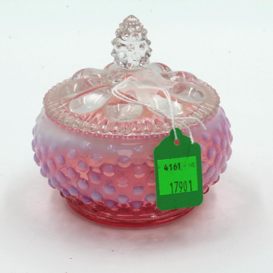 Cranberry Glass Covered Candy Dish
