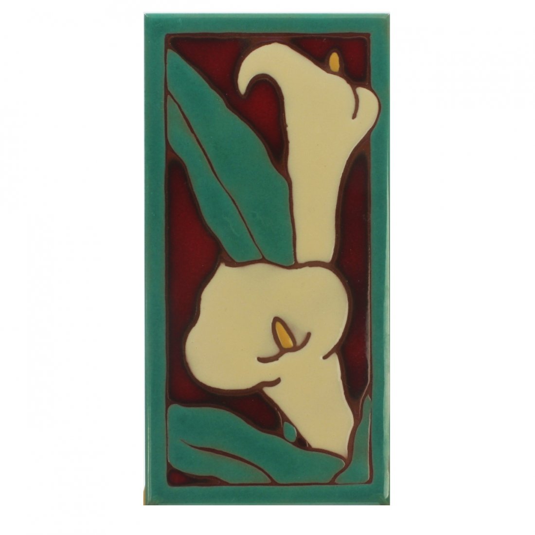 Arts & Crafts Design Tile: Estimate: $100 - $120 Description: Beautiful Art & Crafts design tile. Manufacturer: Elaine & Amanda Cain, California Provenance: Art Pottery & Ceramics Collection of Paulette Rutlan Dimen