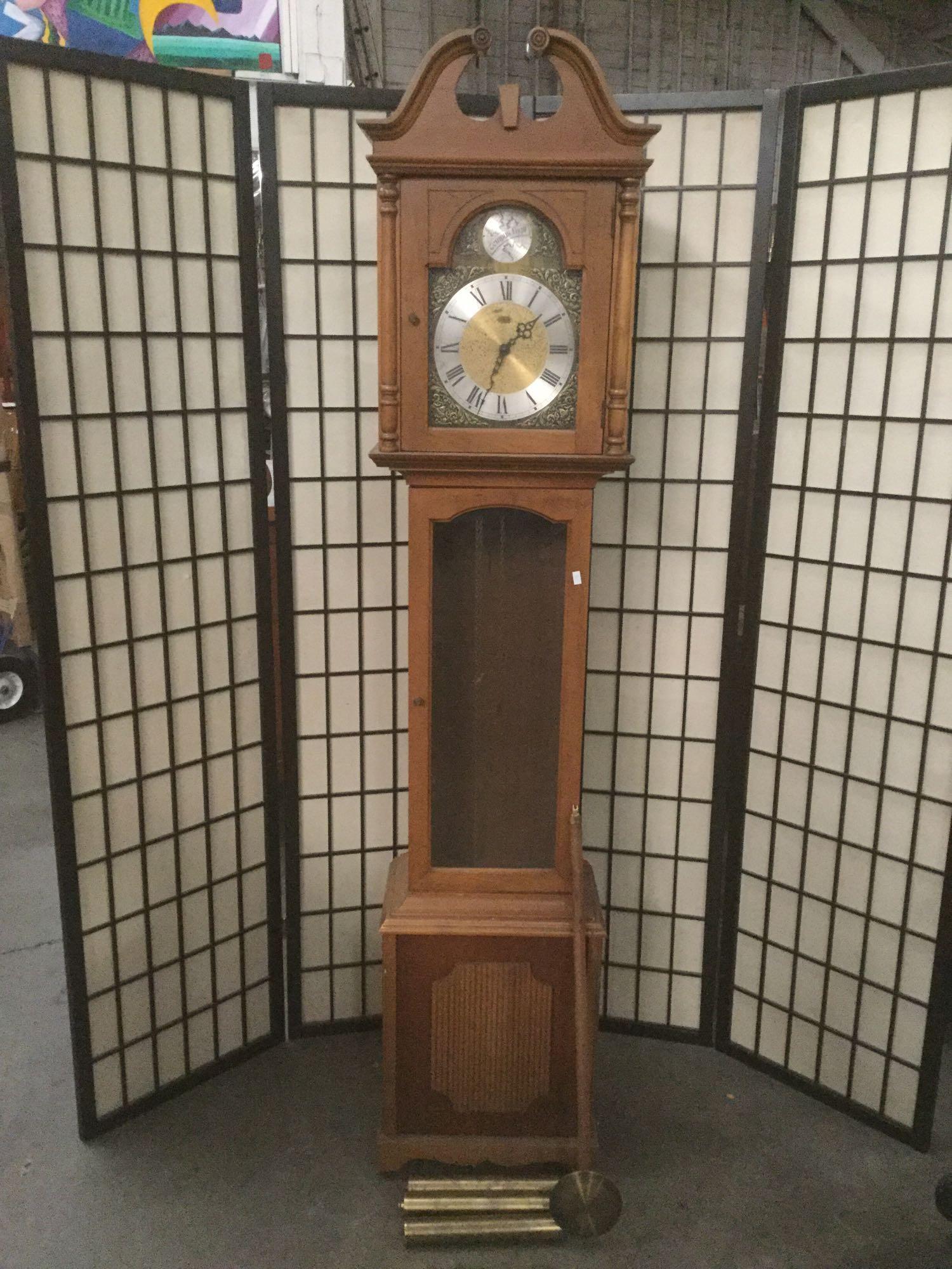 Ridgeway Tempus Fugit grandfather clock w/weights, Jan 11, 2020